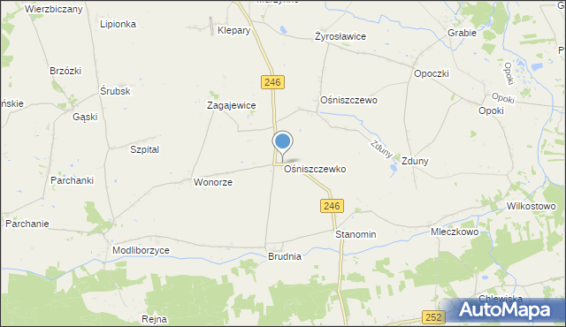 mapa Ośniszczewko, Ośniszczewko na mapie Targeo